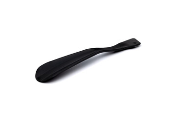 Black Plastic Shoe Horn Isolated on White Background