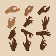 Fototapeta premium Hand Gestures Silhouette Vector in Dark Brown