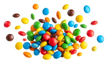 Colorful chocolate candies scattered in the air