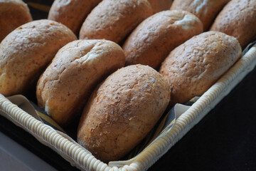 Fresh breakfast buns on a plate