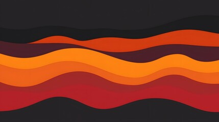 Abstract Wavy Stripes Background Design Orange Red Black