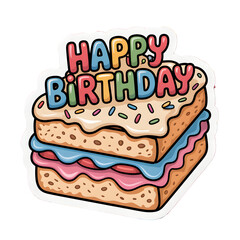 Birthday Cake Sandwich Vector Illustration &ndash; Sweet Dessert Concept


