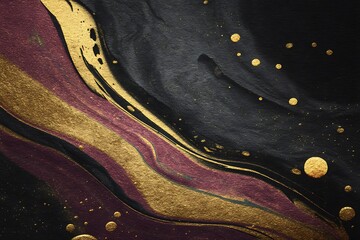 Abstract marble background with gold, black, and purple colors creating a luxurious and elegant design for various creative projects
