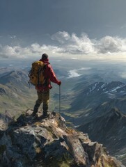 hiker on top of the mountain