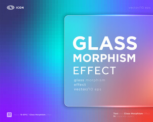 Poster in the glass morphism style. Translucent, frosted glass and background with pixelated texture. Place for your text.