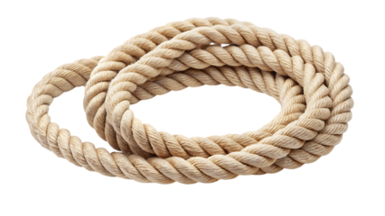 Coiled Beige Rope – Isolated on White Background – PNG – GENERATIVE AI