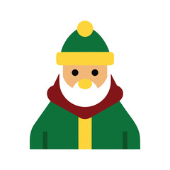 Santa Claus with black outline on white background