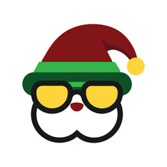 Santa glasses with black outline on white background
