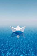 Obraz premium paper boat in the sea