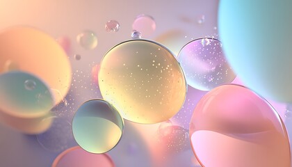 Abstract 3d render of colorful spheres with shiny and smooth surface, floating in space, modern and vibrant background