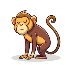 Obraz premium Sleepy Monkey Standing Dozing Off Vector Illustration – Funny Cartoon Animal Character in Drowsy Pose for Humorous Designs and Decor