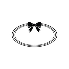 Elegant Oval Frame with Decorative Bow Black and White Design Perfect for Invitations and Graphic Projects High Quality Vector