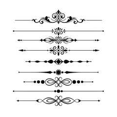 Fototapeta premium Elegant black dividers design elements collection in vector format for graphic design projects and creating layouts and invitations providing sophisticated decorative accents