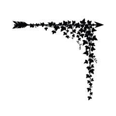 Arrow with Ivy Silhouette Design Element for Invitations or Graphic Projects Modern Vector Illustration Isolated on White Background Stock Image