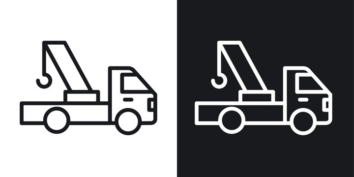 Tow truck icon line concept, linear symbol.