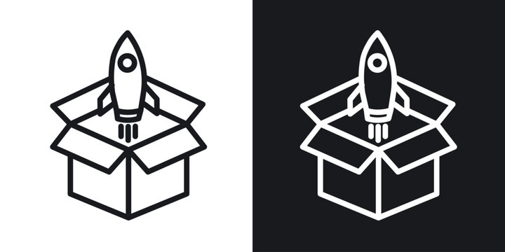 Product release icon line concept, linear symbol.