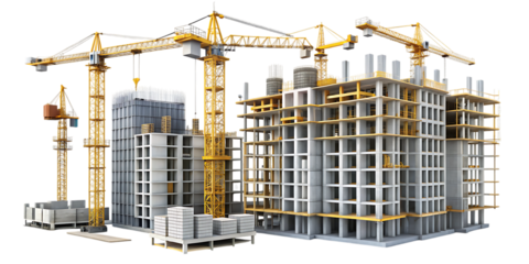Construction Architecture Building Development – Isolated on White Background – PNG – GENERATIVE AI