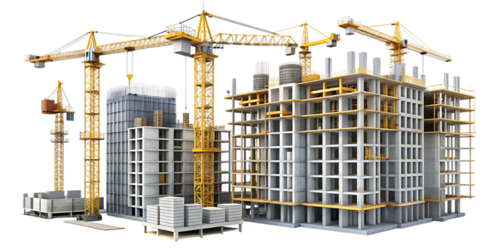Construction Architecture Building Development – Isolated on White Background – PNG – GENERATIVE AI