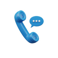 3d icon of blue telephone receiver with chat bubble icon isolated on transparent background transparent background