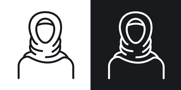Muslim woman icon line concept, linear symbol.