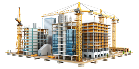 Construction Architecture Building Development – Isolated on White Background – PNG – GENERATIVE AI