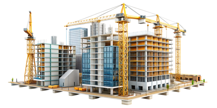 Construction Architecture Building Development – Isolated on White Background – PNG – GENERATIVE AI
