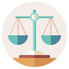 Balanced Scales Neutral Colors Minimalist Vector Illustration Isolated on White