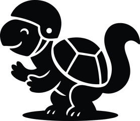 Silhouette turtle cartoon wearing helmet funny cute animal vector illustrator