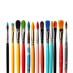 Colorful Paintbrushes in a Row for Artistic Creativity and Design