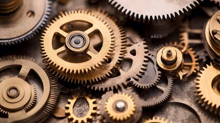 Intricate Clockwork Gears Mechanism Detailed Macro Photography