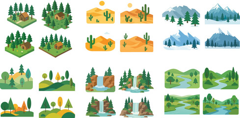 Obraz premium Flat Design Nature Landscape Elements Collection.