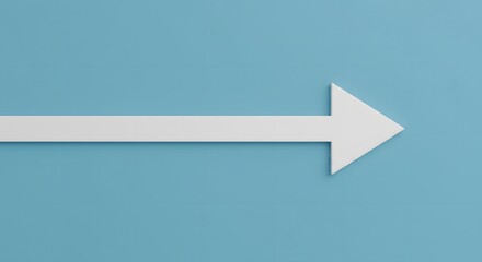 Minimalistic White Arrow on Blue Background