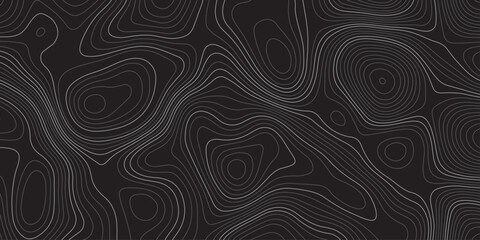 Abstract dark topographic map background with smooth contour lines, modern minimalistic design, seamless pattern, perfect for wallpapers, presentations, and geolocation-themed projects.