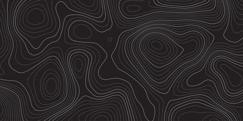 Abstract dark topographic map background with smooth contour lines, modern minimalistic design, seamless pattern, perfect for wallpapers, presentations, and geolocation-themed projects.