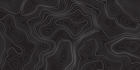 Abstract dark topographic map background with smooth contour lines, modern minimalistic design, seamless pattern, perfect for wallpapers, presentations, and geolocation-themed projects.