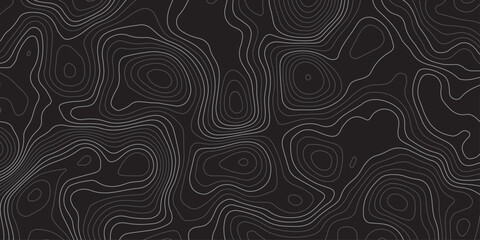 Abstract dark topographic map background with smooth contour lines, modern minimalistic design, seamless pattern, perfect for wallpapers, presentations, and geolocation-themed projects.