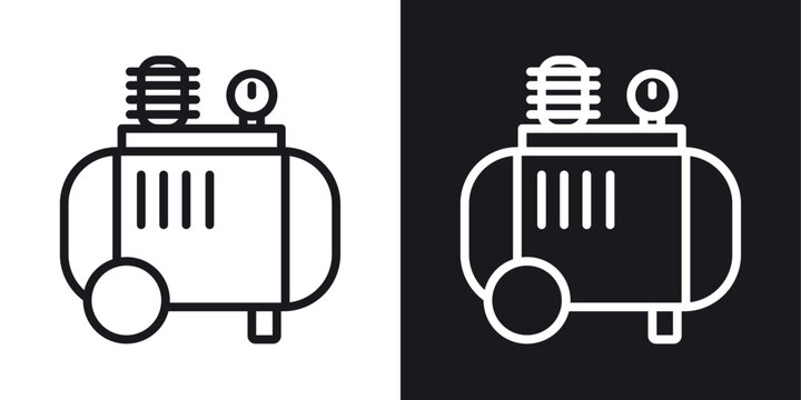 Air compressor icon line concept, linear symbol.