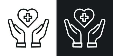 Fototapeta premium Health insurance icon line concept, linear symbol.