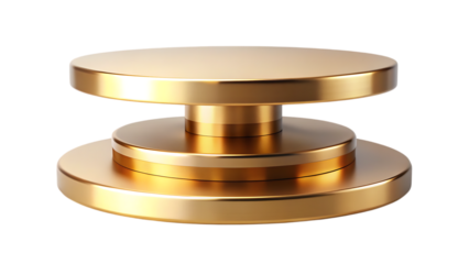 Golden two tiered round pedestal - isolated on white background