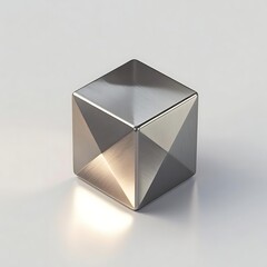 Isometric cube logo in metallic finish