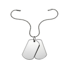 Silver dog tags with a chain isolated on transparent background