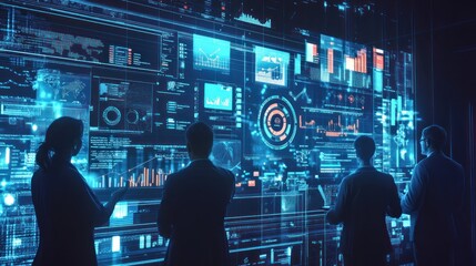 People looking at a digital screen