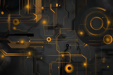 Abstract digital art featuring circuit board patterns and glowing lines creates a futuristic and modern technology background design