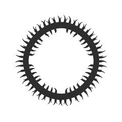 Circular Spiked Ring Silhouette Illustration. Abstract Design With Sharp Edges And Symmetrical Pattern. Isolated Vector Illustration