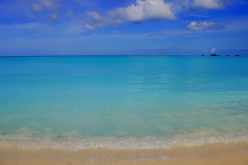 tropical beach with blue sky