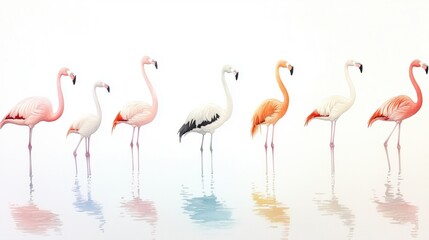 Fototapeta premium Flamingos watercolor painting