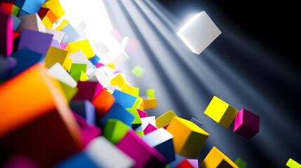 Abstract Colorful Cubes 3D Render  Bright  Dynamic  Background