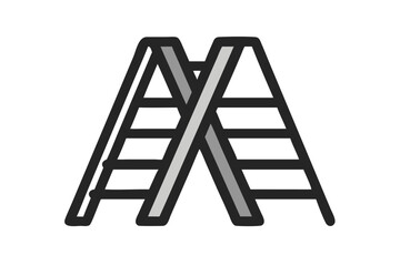 Simple a frame ladder icon with a cross brace on black background