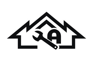 Fototapeta premium House shape with wrench and letter a for home repair services