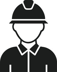 Illustration of a Person Wearing a Hard Hat and Collared Shirt Representing a Construction Worker or Engineer in Simple Vector Style